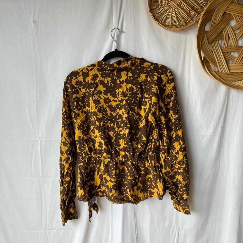 Top Shop Floral Jacquard Top Golden Yellow & Brown - Picture 8 of 15